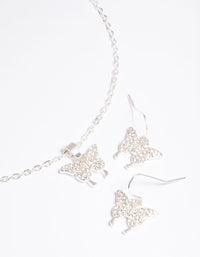 Diamante Pave Butterfly Necklace & Earrings Set - link has visual effect only