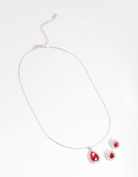 Red Pear Stone Necklace & Earrings Set - link has visual effect only