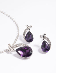 Purple Pear Stone Necklace & Earrings Set - link has visual effect only