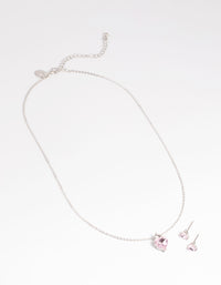 Pink Heart Necklace & Earrings Set - link has visual effect only