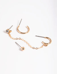 Gold Basic Chain link Earrings 5-Pack - link has visual effect only