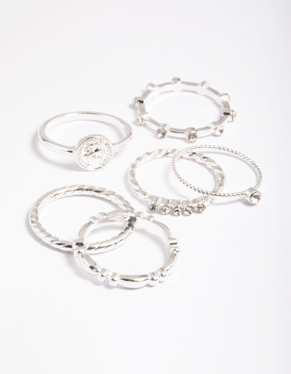 Silver Mini Coin Rings 6-Pack