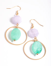 Gold Bead Open Circle Drop Earrings - link has visual effect only