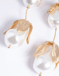 Gold Pearl & Flower Drop Earrings - link has visual effect only