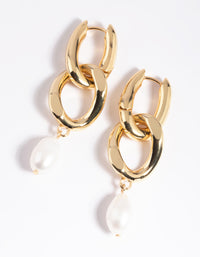 Gold Plated Freshwater Pearl Molten Drop Earrings - link has visual effect only