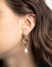 Gold Plated Freshwater Pearl Molten Drop Earrings - link has visual effect only