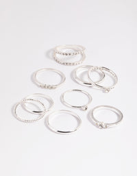 Silver Diamante Mixed Band Ring Stack Pack - link has visual effect only