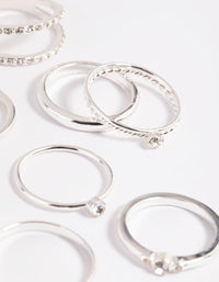 Silver Diamante Mixed Band Ring Stack Pack - link has visual effect only