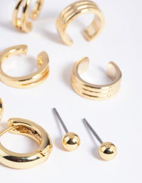 Gold Plated Brass Huggie & Cuff Earring Stack 8-Pack - link has visual effect only