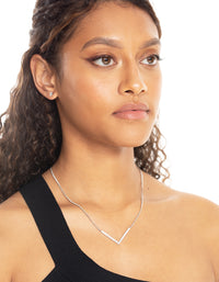 Silver Cubic Zirconia Necklace & Stud Earrings - link has visual effect only