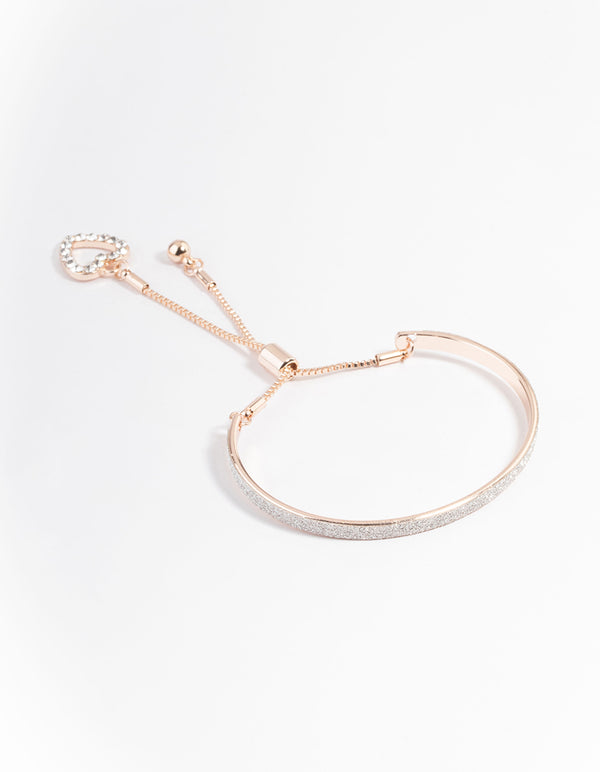 Rose Gold Glitter Bangle with Toggle Bracelet