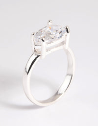 Silver Plated Cubic Zirconia Pear Ring - link has visual effect only