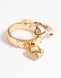 Gold Plated Lock & Key Ring - link has visual effect only