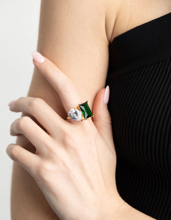 Green statement ring store