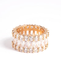 Gold Cubic Zirconia Baguette Ring - link has visual effect only