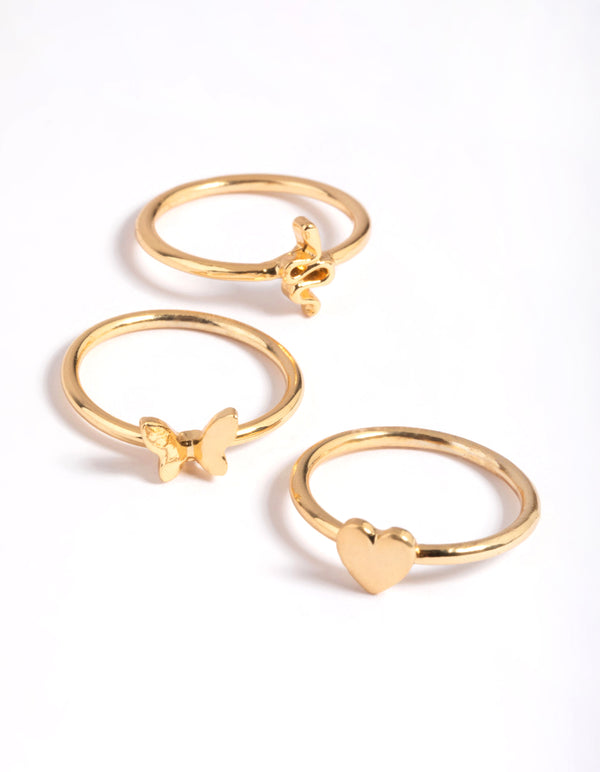 Gold Plated Snake Heart Butterfly Ring