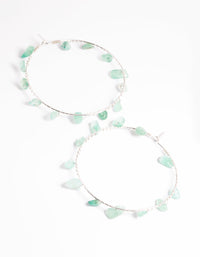 Silver Green Aventurine Hoop Earrings - link has visual effect only