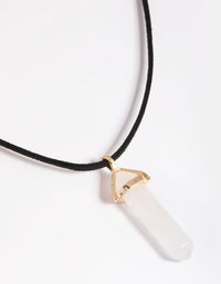 Gold Clear Quartz Shard Cord Necklace - link has visual effect only