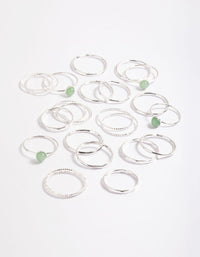 Silver Green Aventurine Ring Stack Pack - link has visual effect only