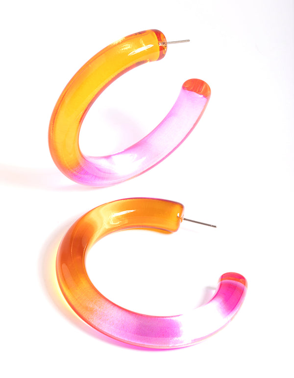 Pink Tube 62mm Hoop Earrings