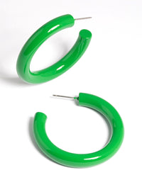 Glossy Green 40mm Hoop Earrings - link has visual effect only