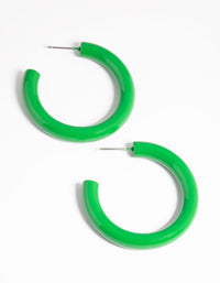 Glossy Green 40mm Hoop Earrings - link has visual effect only