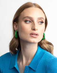 Glossy Green 40mm Hoop Earrings - link has visual effect only