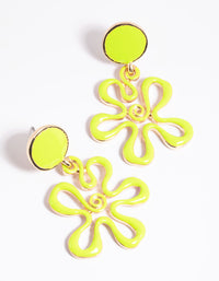 Green Circle Flower Drop Earrings - link has visual effect only