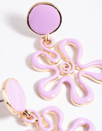 90s Purple Flower Drop Earrings - link has visual effect only