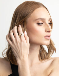 Gold Stud & Diamante Band Ring - link has visual effect only