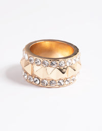 Gold Stud & Diamante Band Ring - link has visual effect only