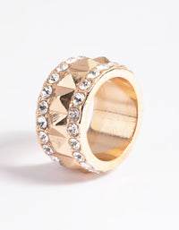 Gold Stud & Diamante Band Ring - link has visual effect only