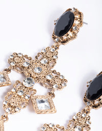 Antique Gold & Black Statement Drop Earrings - link has visual effect only