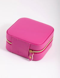 Hot Pink Faux Leather Compact Square Jewellery Box - link has visual effect only