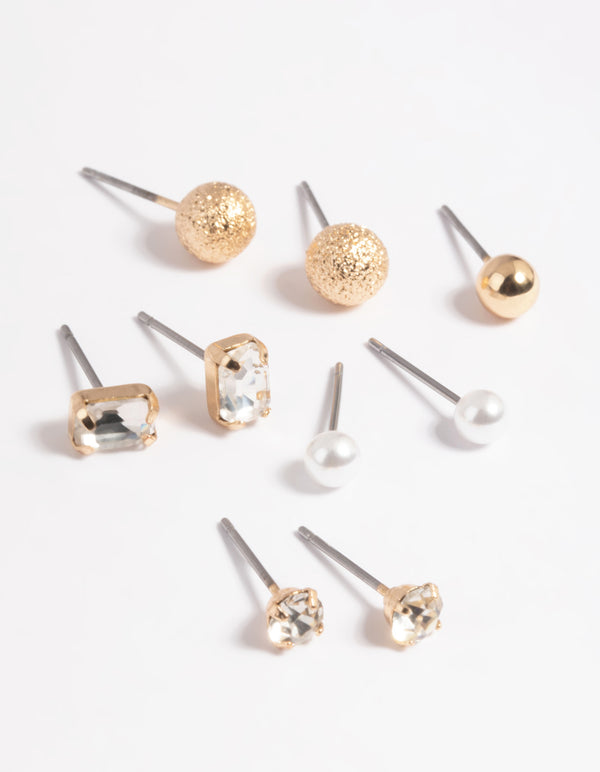 Gold Sphere Stud Earring Pack