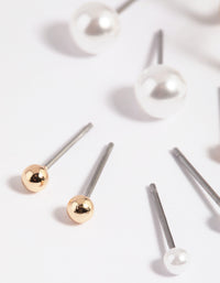 Gold Pearl Stud & Hoop Earring 5-Pack - link has visual effect only