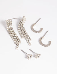 Silver Diamante Stud & Hoop Earring Pack - link has visual effect only