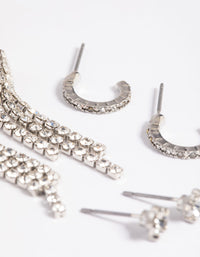 Silver Diamante Stud & Hoop Earring Pack - link has visual effect only