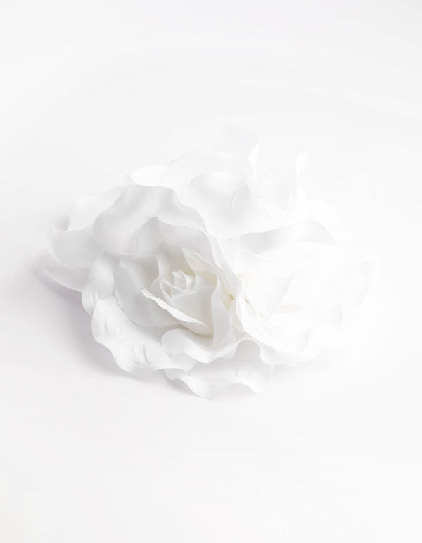 White Trio Rose Large Corsage Clip