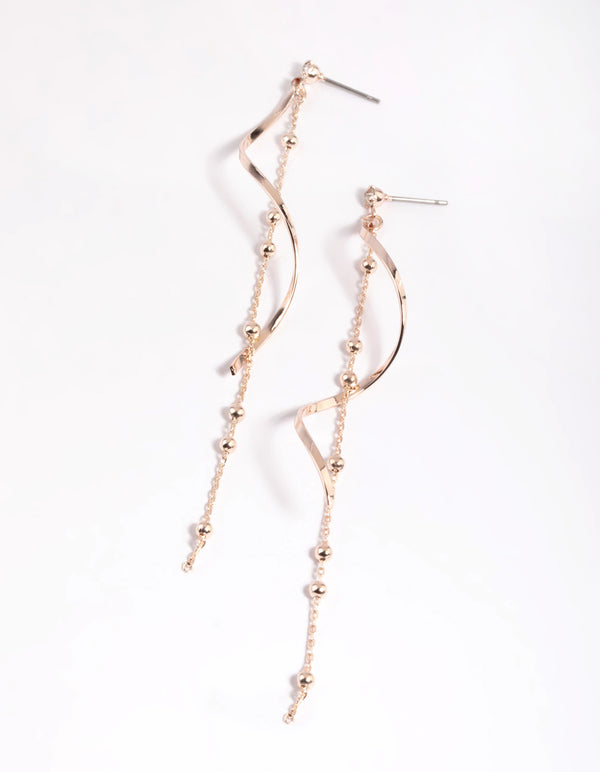 Rose Gold Twist Ball Chain Drop Earrings