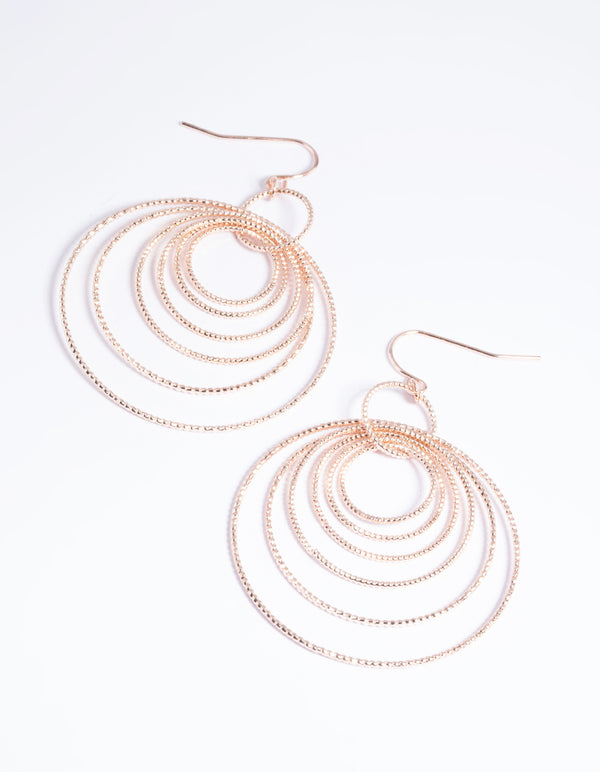 Rose Gold Multi Textured Hoop Earrings