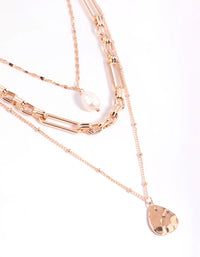 Rose Gold Multirow Pearl & Coin Necklace - link has visual effect only