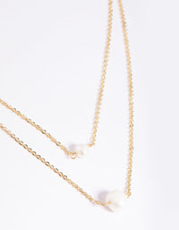 Gold Plated Double Freshwater Pearl Layered Necklace - link has visual effect only