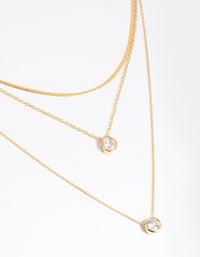 Gold Plated Cubic Zirconia Triple Layered Necklace - link has visual effect only