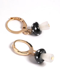 Gold Mini Mushroom Huggie Earrings - link has visual effect only