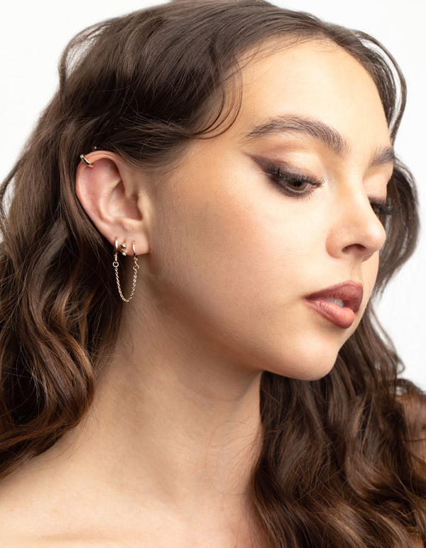 Gold Chain Huggie Hoop Earring 4 Pack Lovisa
