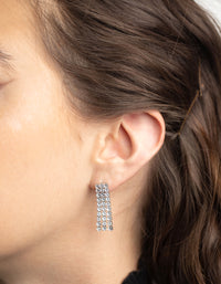 Silver Three Row Drop Earrings - link has visual effect only