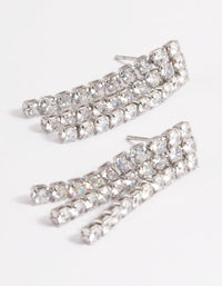 Silver Three Row Drop Earrings - link has visual effect only