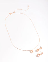 Diamond Simulant Rose Gold Double Teardrop Necklace & Earring Set - link has visual effect only