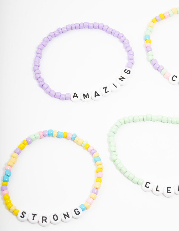Kids Bead Brave Word Stretch Bracelet 5 Pack Lovisa